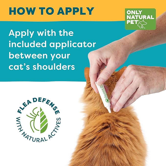 Only Natural Pet Flea and Tick Prevention for Cats - EasyDefense Remedy for Your Pets - Natural Care Control Squeeze-On Drops - Tick and Flea Protection - Three Months Supply (Single)