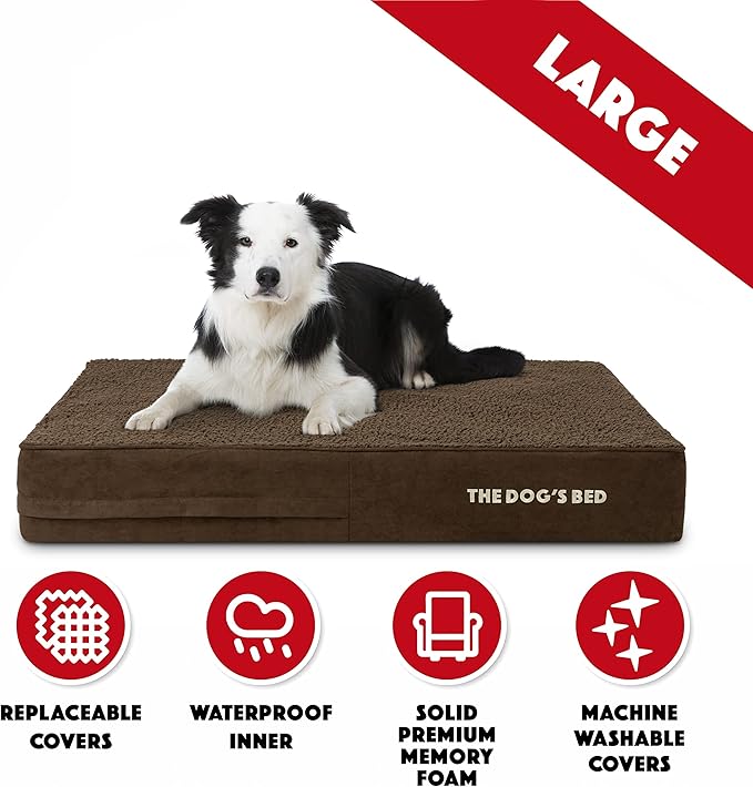The Dog’s Bed Orthopedic Memory Foam Dog Bed Mattress, Plush Fabric, Brown Plush, Large, 6-Inch
