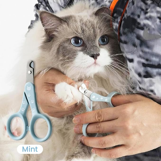 NecoIchi - Purrcision Feline Nail Clippers | Ultra-Sharp Cat Nail Clipper for Safe Trimming | Stainless Steel Blades, Cat Claw Clippers, Ideal for Indoor Cats (Mint)