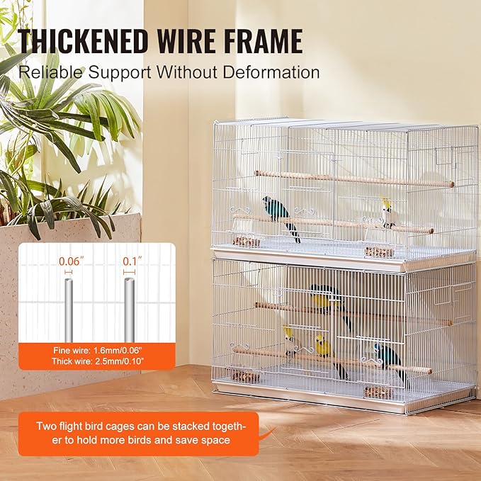 Happybuy 30-inch Stackable Flight Bird Cage for Small Parrots Like Canaries, Cockatiels, Lovebirds, Finches, Budgies, Conures and Macaws. Portable Pet Birdcage with Handle and Perches