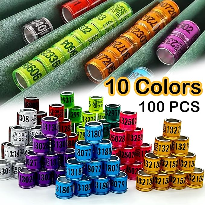 100Pcs 2026 Aluminium Pigeon Leg Rings | Dove Identify Band | Multicolor Training Birds Foot Ring