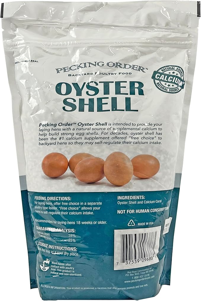 Pecking Order Oyster Shell, Calcium Supplement, Laying Hens | Strong Egg Shells | 5 LB | Pack of 2