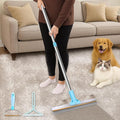3PCS Pet Hair Removal Tool - Reusable Carpet Rake for Deep Stubborn Cleaning with Copper Head Scraper and Silicone Scraper, 52" Adjustable Long Handle Dog Hair Remover Broom for Sofa, Rugs, Couch, Car