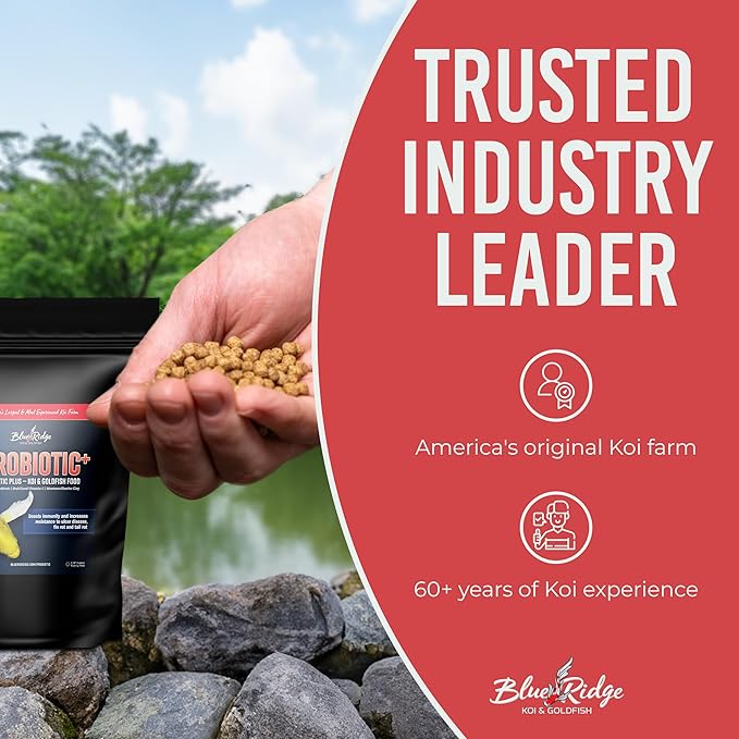 Blue Ridge Fish Food 2lb, Probiotic Plus 3/16" Floating Pellet, Koi Goldfish Food