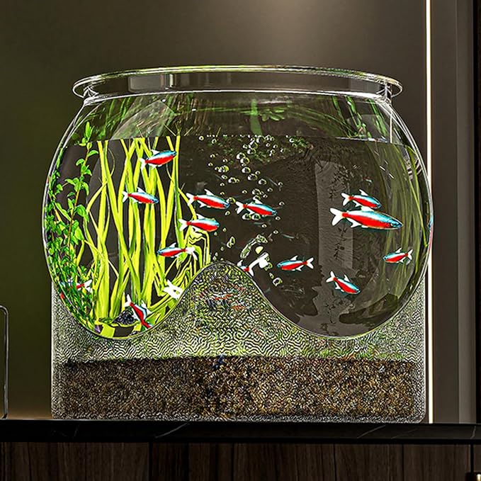 Fish Bowl Vase – Glass Aquarium, Betta Fish Tank, Desktop Bowl | Multifunctional vase for Flowers and Aquatic Pets Like bettas and Turtles | Decorative Centerpiece for Home, Office, Bedroom,