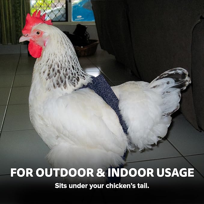 Hen Holster Bikini Diaper, Bird Diaper & Harness for Hens, Roosters, Ducks, Geese - with Removable Vinyl Liner, Adjustable Fit for Outdoor Adventures & Indoor Use - Easy to wear - S/M, Denim