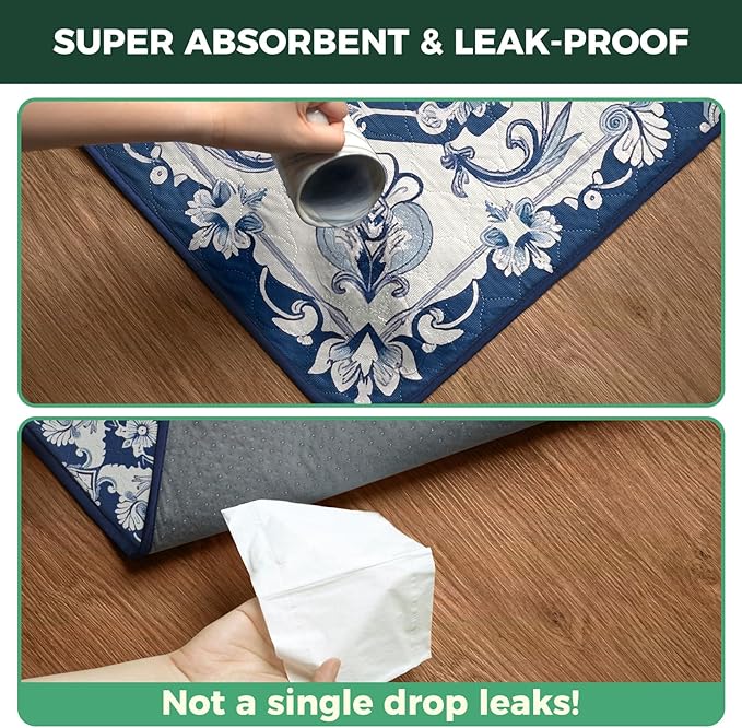 FXW Washable Pee Pads for Dogs, Puppy Pads with Super Absorbent, Specifically Designed for Rollick/Homeplus 24inch 8 Panels Dog Playpen, 63" Square, Mandala Blue, 1 Pack