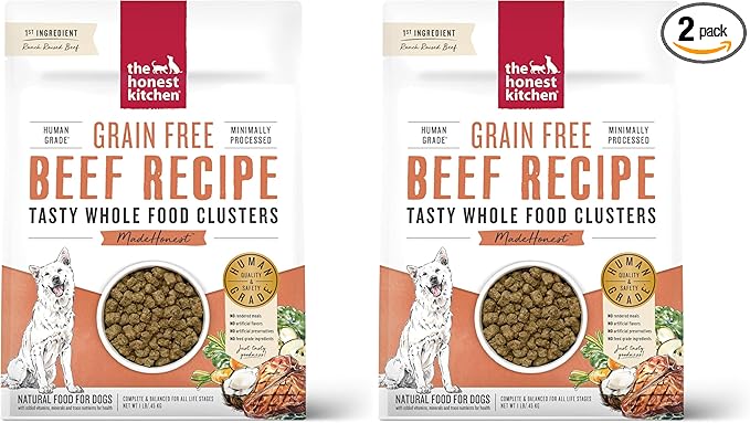 The Honest Kitchen Whole Food Clusters Grain Free Beef Dry Dog Food, 1 lb (Pack of 2)