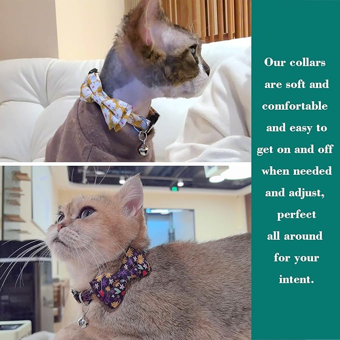 SuperBuddy Cat Collars Breakaway with Bell - 2 Pack Cat Safety Collars for Boys & Girls - Safety Buckle Kitten Collar for Pet Supplies,Stuff,Accessories