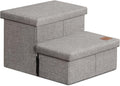 Love's cabin Dog Stairs with Storage 13" H, Foldable Pet Stairs for Small Medium or Large Dogs, Cat Puppy Steps Ramp with Zip up to 150 lbs, Solid Grey, 2 Steps