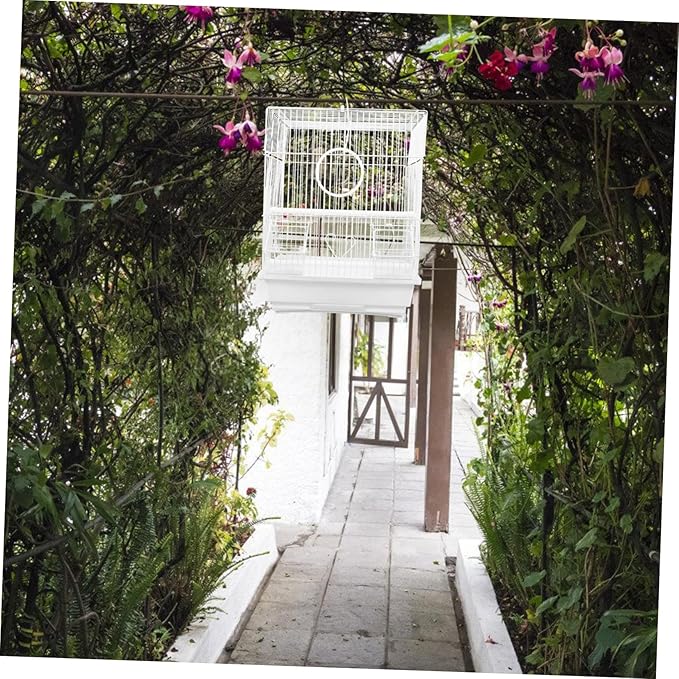 Portable Metal Bird Carrier Cage for Pearl Jade Finches Painted Eyebrow Birds Lightweight Air Circulation Design Travel Storage for Pets White Iron Art Cage for Home Use