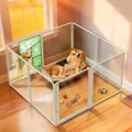 FXW AuraSpace Pro Metal & Acrylic Indoor Dog Playpen, All-Acrylic Clear Heavy-Duty Design, 32" Height 8 Panels for Small and Medium Dogs, White│Patented