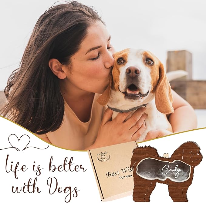 Shih Tzu Hair Keepsake Box Wooden Pet Urns Gifts Unique Shape Standable Tabletop Decor Pet Dog Memorial Idea Gift for Pet Lover Family Friends Storing Hair Teeth Ashes