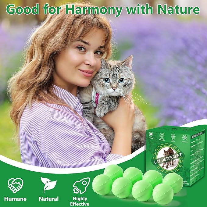 VITAFOR Cat Deterrent Outdoor, 10 Pack Natural Peppermint Oil Cat Deterrent Balls Outdoor Indoor Keep Cats Out of Yard Garden Lawn Prevent Scratch and Chew (Green)