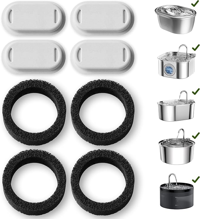 PETLIBRO Replacement Filters for Cat Water Fountain Stainless Steel, 67oz/2L Adjustable Water Flow Pet Water Fountain, Super Quiet Dog Water Dispenser