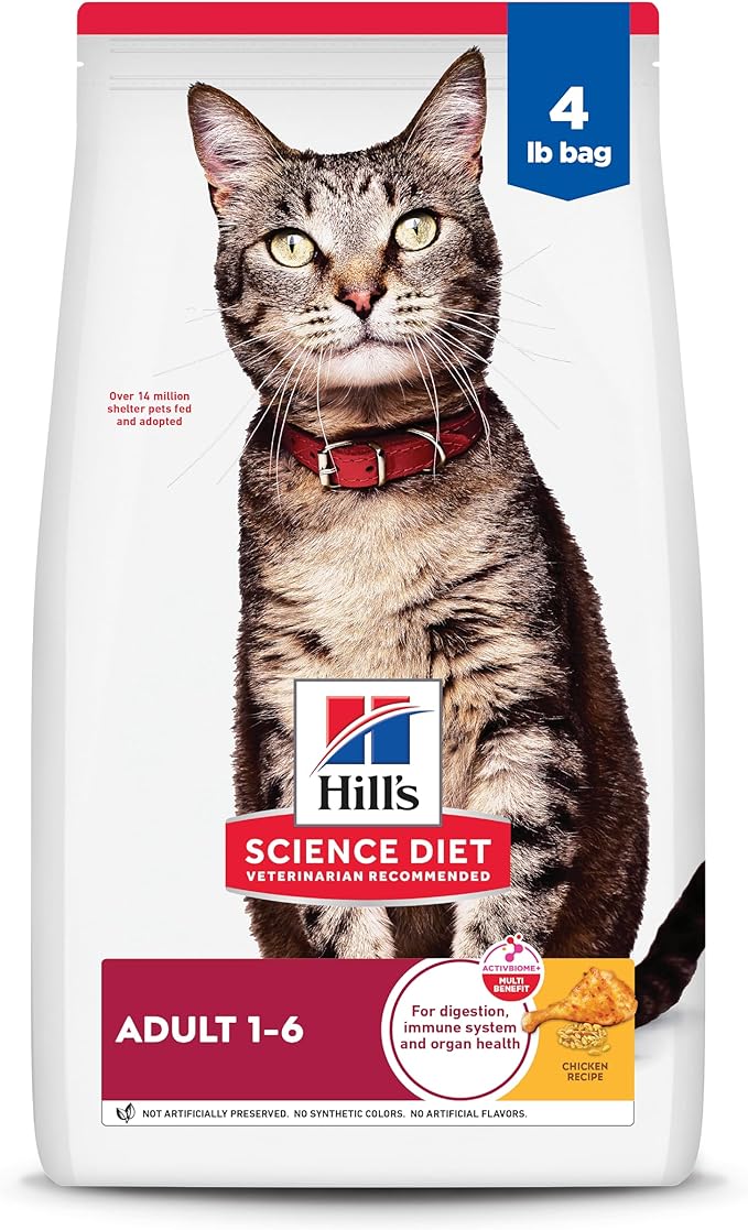 Hill's Science Diet Adult 1-6 Premium Nutrition Dry Cat Food, Chicken Recipe, 4 lb. Bag