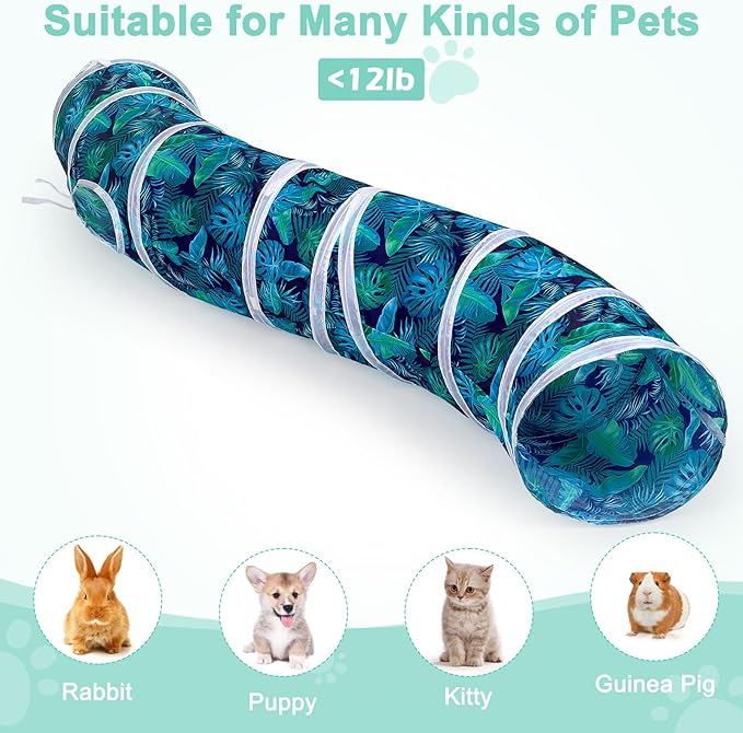 Glittme Cat Tunnel, Cat Tunnels for Indoor Cats, S-Shape Peekaboo Cat Cave with Cat Toys, Foldable Cat Tubes and Tunnels for Cats, Rabbit, Puppy, Guinea Pig