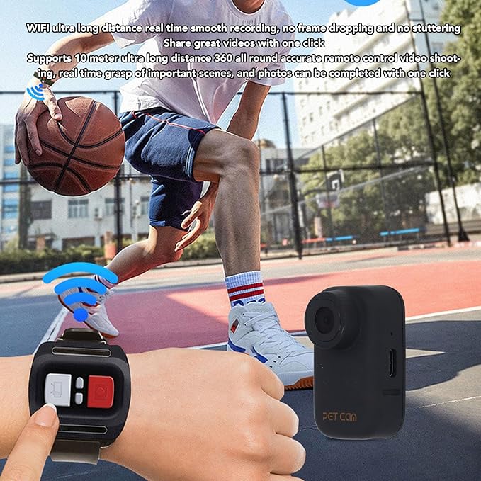 Yosoo 4K Cat Collar Camera HD WiFi Pet Camera Small Action Sport Dog Cam Magnetic Clip Back Shake Proof for Ride Record (Black)
