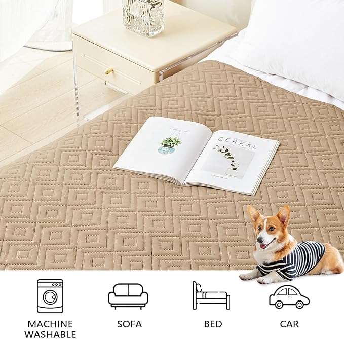 hyha Waterproof Dog Blanket, Soft Pet Bed Blankets, Waterproof Sofa Couch Cover for Dogs Washable, Reversible Pet Couch Covers for Sofa Furniture (82x102 Inch, Camel/Beige)