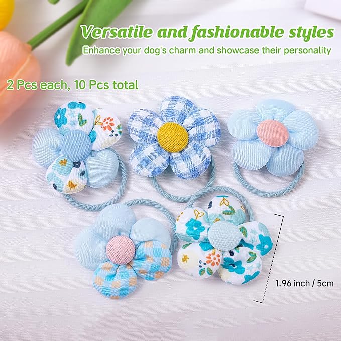 180+ Pcs Green Dog Hair Accessories Set,Small Dog Hair Bows with Rubber Bands,Cute Puppy Hair Ties,Bowties for Small Dogs Cats,Dog Hair Clip,Floral Bell Collar,Flower Scrunchie