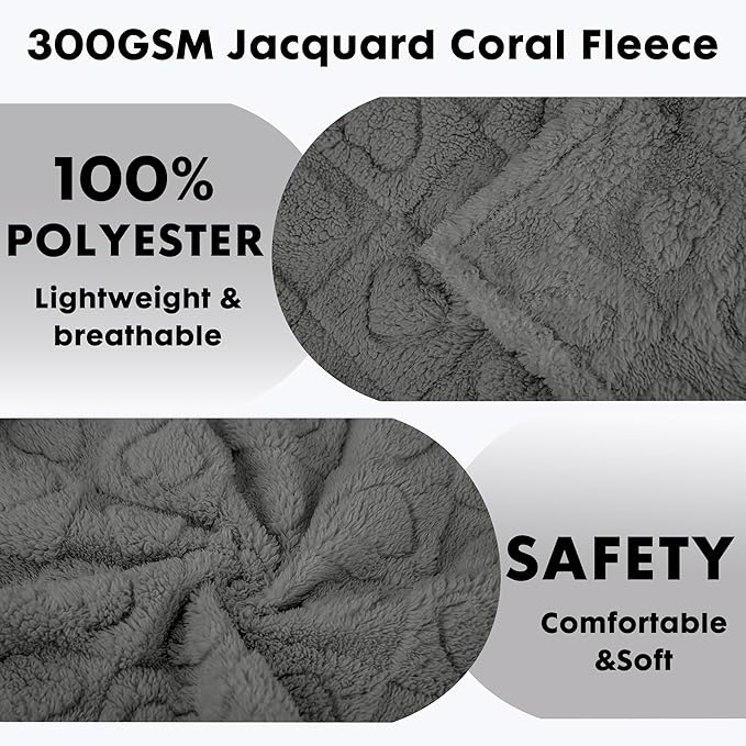 gogobunny Calming Plush Dog Cat Blanket 300GSM Coral Fleece, Ultra-Soft Machine Washable Pet Bedding for Small Medium Dogs Cats Puppies Kittens (Anthracite, 25x35)