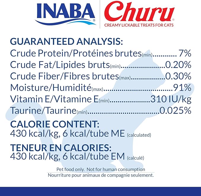 INABA Churu Cat Treats, Grain-Free, Lickable, Squeezable Creamy Purée Cat Treat/Topper with Vitamin E & Taurine, 0.5 Ounces Each Tube, 48 Tubes (4 per Pack), Chicken Recipe