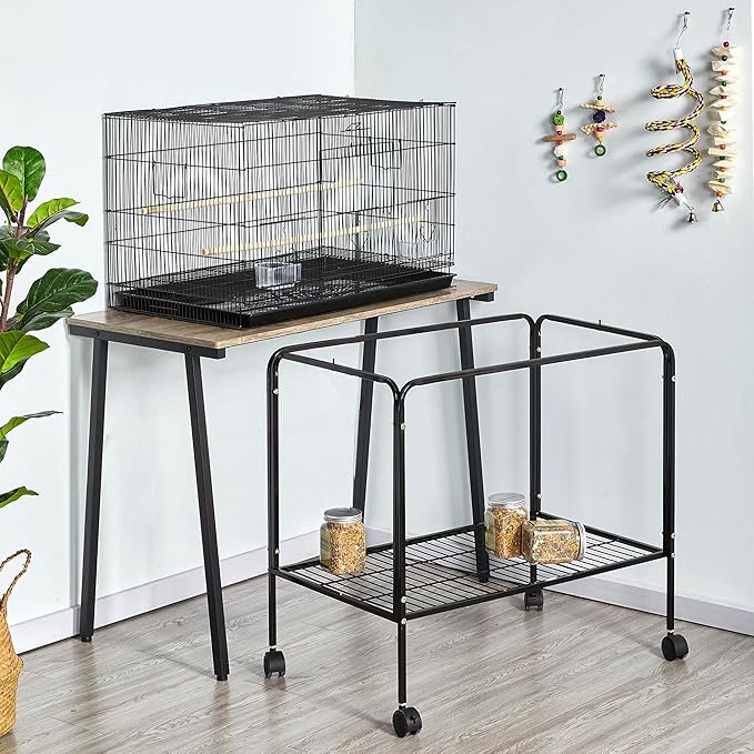 Topeakmart Flight Cages for Parakeets Small Birds Budgies Finches Canaries Lovebirds Sun Conures Parrots Bird Cage w/Rolling Stand, Black