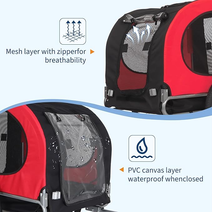 Foldable Dog Bike Trailer, for Large Dogs Up to 100 lbs, Pet Bicycle Carrier with Universal Coupler & Quick Release Wheels, Cargo Cart for Medium/Large Dogs