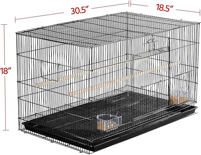 Yaheetech Pack of 2 Stackable Rectangle Breeding Flight Parakeet Bird Cage for Finches Budgies Cockatiels Conures Lovebirds Canaries Parrots w/Slide-Out Tray