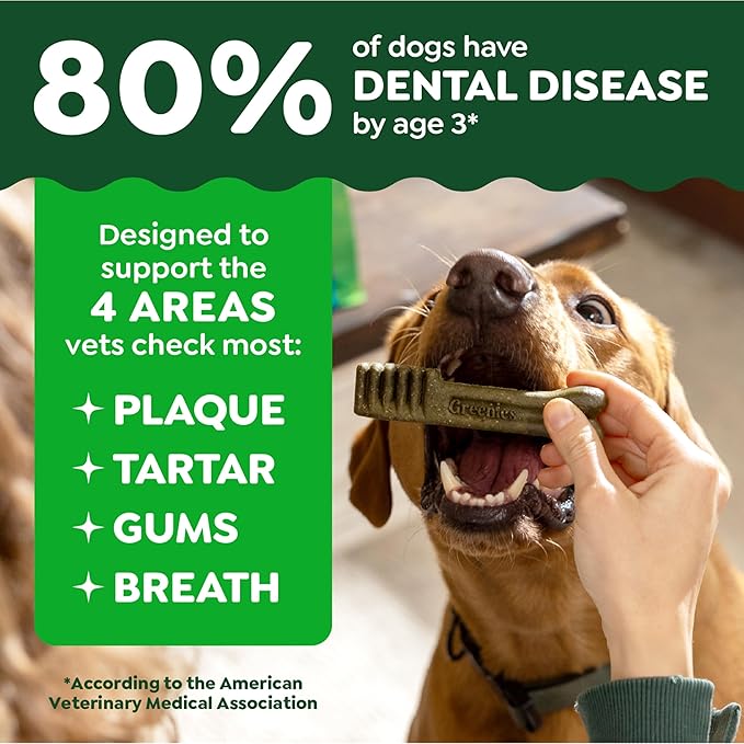 Greenies Veterinarian-Recommended Adult Natural Dental Dog Treats Large Size, Original Flavor, (4) 12 ct Packs (48 Treats Total)