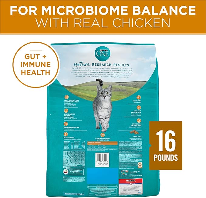 Purina ONE Natural Dry Cat Food, Tender Selects Blend With Real Chicken - 16 Lb. Bag