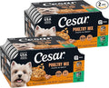 Cesar Filets in Gravy Adult Wet Dog Food Variety Pack, Poultry Lovers with Rotisserie Chicken Flavor and Turkey Recipe, 3.5 oz. Easy Peel Dog Food Tray, 12 Count (Pack of 2)