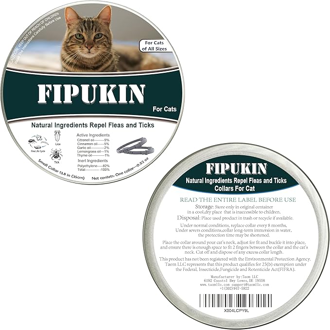 Natural Flea Collar for Cats | High‑Rated Plant‑Based Protection, 8‑Month Waterproof Formula | Includes Grooming Comb & Tick Removal Tool