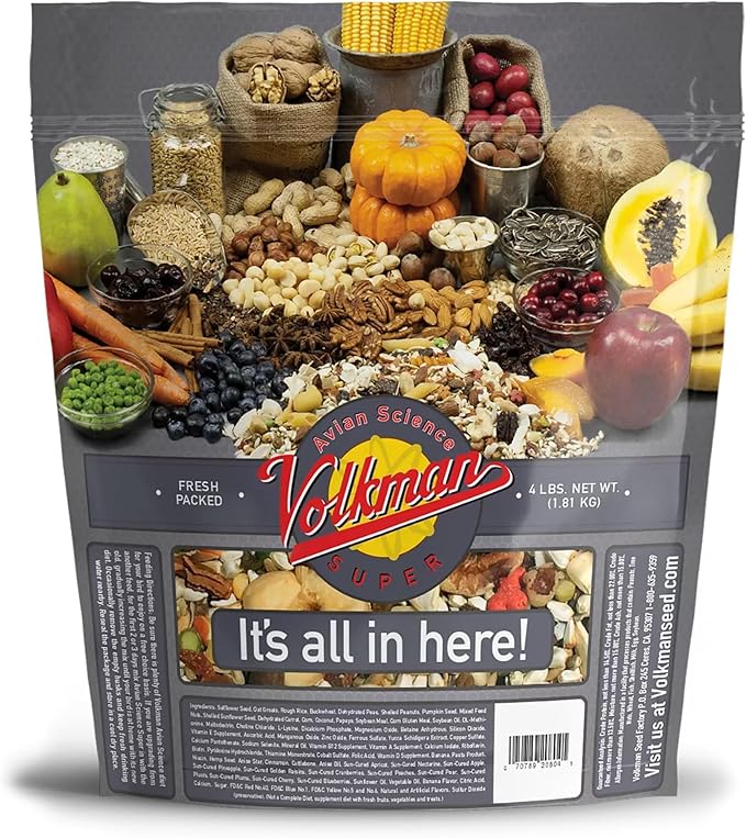 Volkman Avian Science Super African Grey Parrots Bird Food for 4 Lb- 2pack