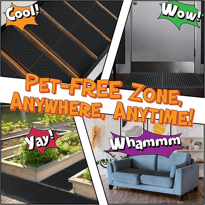 ohlela 16 Pack Black Scat Mats for Dogs - 16" x 13" Pet Deterrent Mat with 1" Spike. Effective Dog Pee Repellent Indoor & Outdoor to Keep Dogs & Cats Away. Cat Repellent Indoor Solution