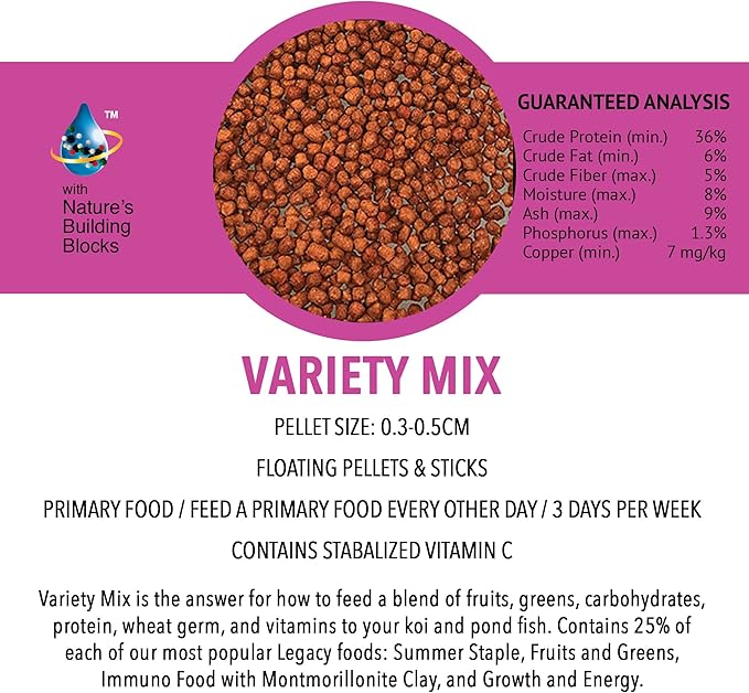 MICROBE-LIFT MLLVMXL Variety Mix Floating Fish Food Pellets and Sticks for Ponds, Water Gardens, and Fountains, for Live Goldfish and Koi, 14.5 Pounds