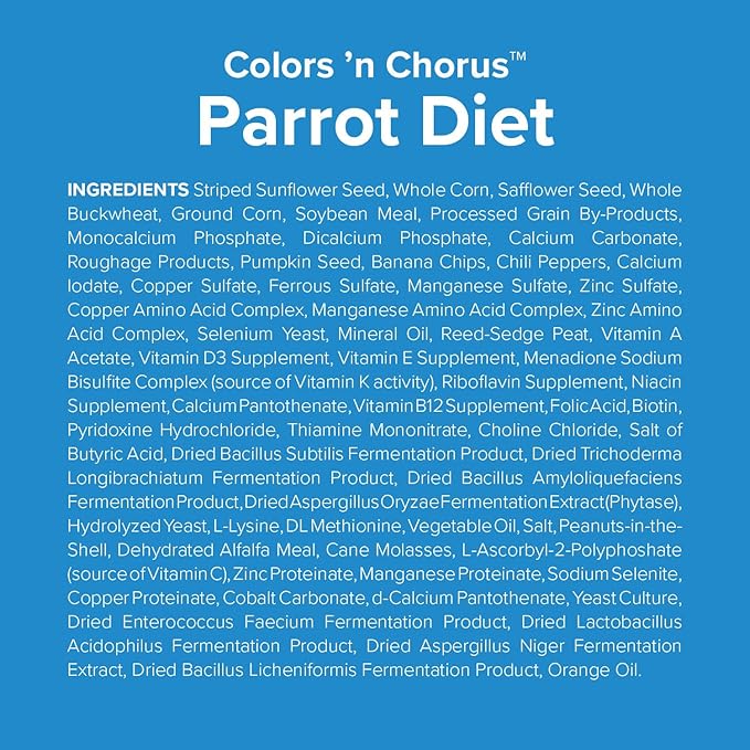 Blue Seal Colors ‘N Chorus Parrot Bird Feed | Premium Seeds and Ingredients for a Nutritious and Tasty Diet | 40 Pound Bag
