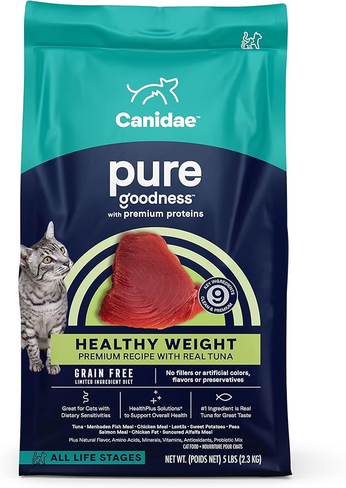 Canidae Pure Healthy Weight Limited Ingredient Premium Dry Cat Food, Real Tuna Recipe, 5 lbs, Grain Free