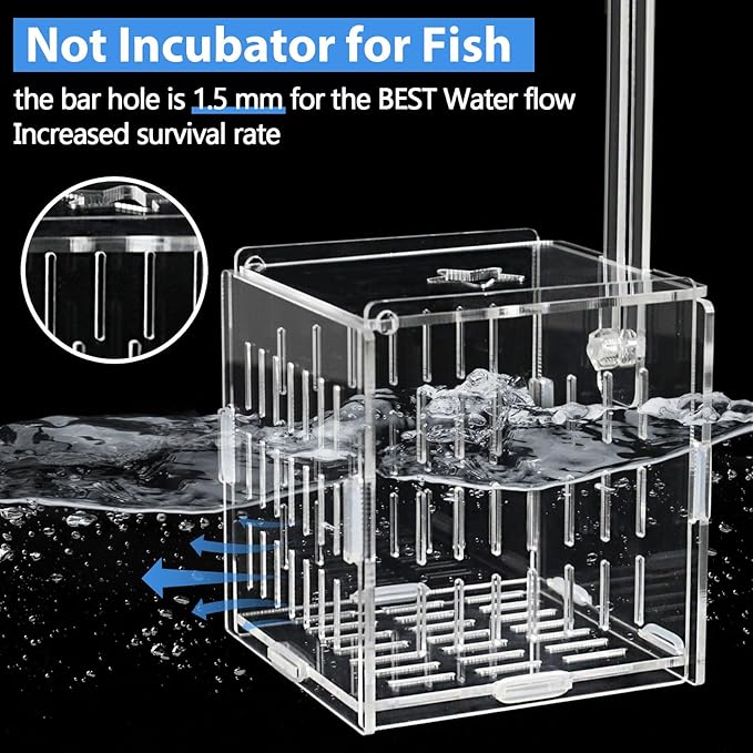Breeder Box for Fish Tank, Fish Breeder Box for Aquarium, Acrylic Fish Isolation Box, Fish Separator for Small Baby Fishes, Bully Fish, Shrimp, Clownfish Guppy (NOT for Incubator)