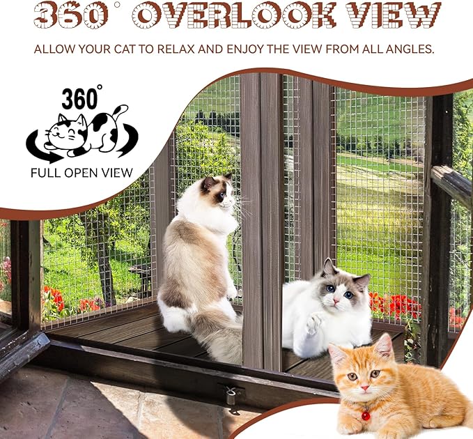 Cat Catio Outdoor Window Enclosure for Large Cats - Expandable Cat Window Bed for Napping, Sunbathing & Enjoying Scenery