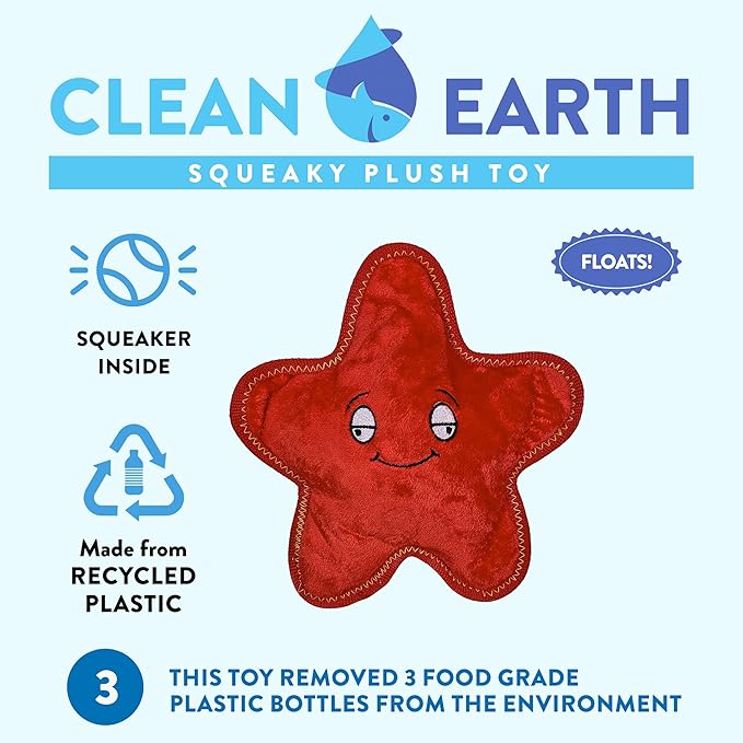 Spunky Pup Clean Earth Plush Starfish | Made from 100% Recycled Water Bottles | Small