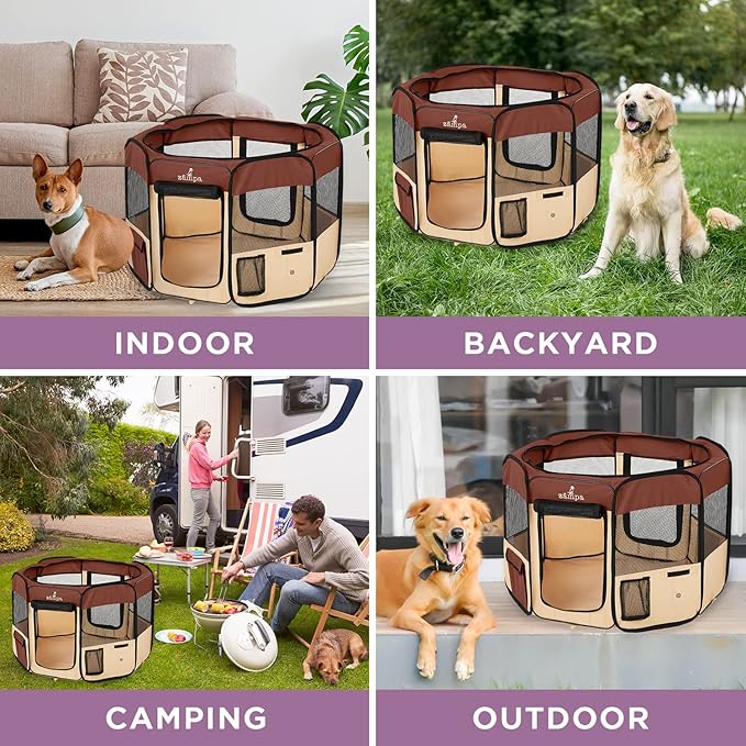 Zampa Puppy Playpen Extra Small 29"x29"x17" Portable Pop Up Playpen for Dog and Cat, Foldable | Indoor / Outdoor Kitten Pen & Travel Pet Carrier + Carrying Case.
