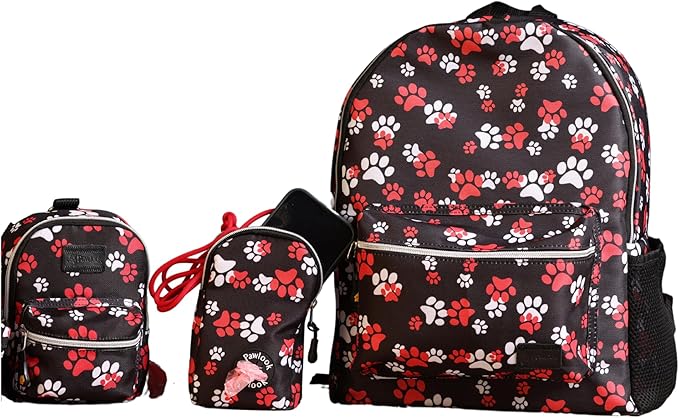 Pawlook Dog Backpack Harness – Street Smart | Waterproof, Adjustable, Breathable – Leash Attachment D-Rings, Poop Bag Pocket – Small & Medium Dogs – 8 Styles Paws Up Small