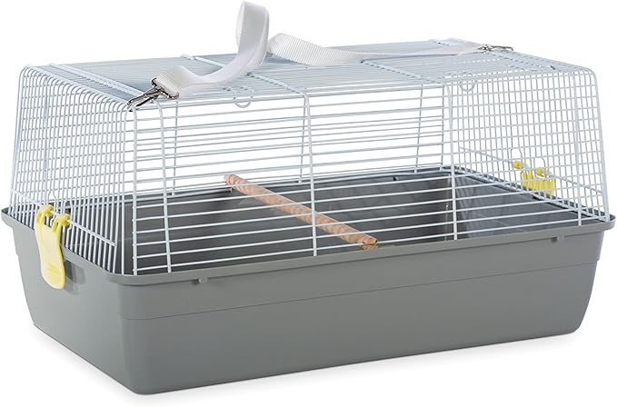 Prevue Pet Products Small Animal Travel Carrier - Hamster, Bird, Parakeet, Gerbil, Rabbit, Ferret, Guinea Pig, & Rat Carrier, Easy Pet Transportation, Travel Bird Cage, Lightweight & Portable - Gray