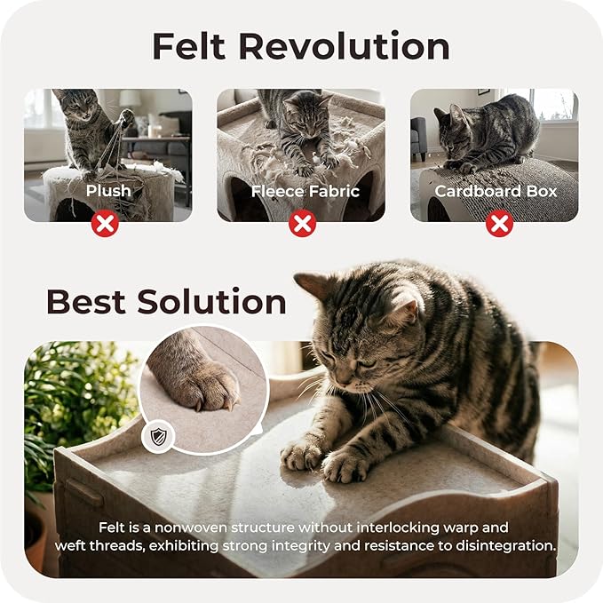 Apasiri Indoor Cat Houses for Indoor Cats, Warm Insulated Covered Cat Cave for IndoorCats House, Strong Scratch-Resistant Capacity, Sturdy Fiber, Compatible with Heating Pads, Cat