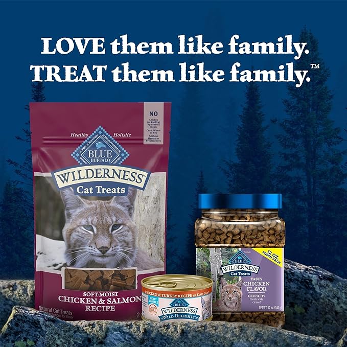 Blue Buffalo Wilderness Grain Free Soft-Moist Chicken & Salmon Cat Treats,2-oz. Bag,(Pack of 2)
