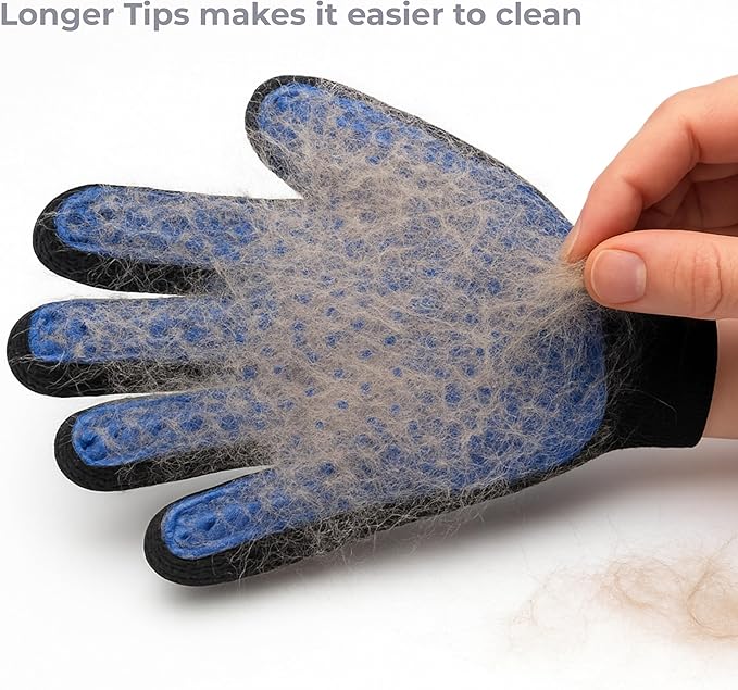 Pet Hair Removal Glove for Dogs & Cats, Pet Grooming Glove – 2-in-1 Deshedding & Massage Mitt – Soft Silicone Tips – Left & Right Hand Set + Bonus Detail Tool