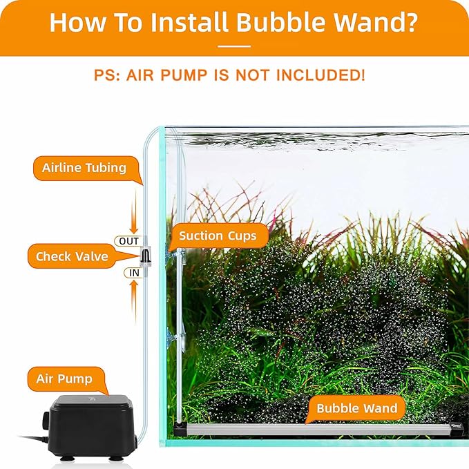 hygger Bubble Curtain Wall Aquarium Air Stone Kit, Fish Tank Air Bubbler Dissolved Oxygen Aerator Stone with Air Tubing Diffuser Fish Tank Decoration for Saltwater Freshwater 16-in