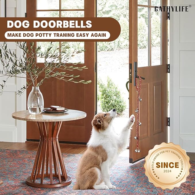 Dog Doorbells for Potty Training, Poly Urethane Puppy Door Bells, Hand-Woven Dog Bells for Dog Training, Extra Loud Bells for Door Knob, Ring to Go Outside Doggie Pet Supplies.