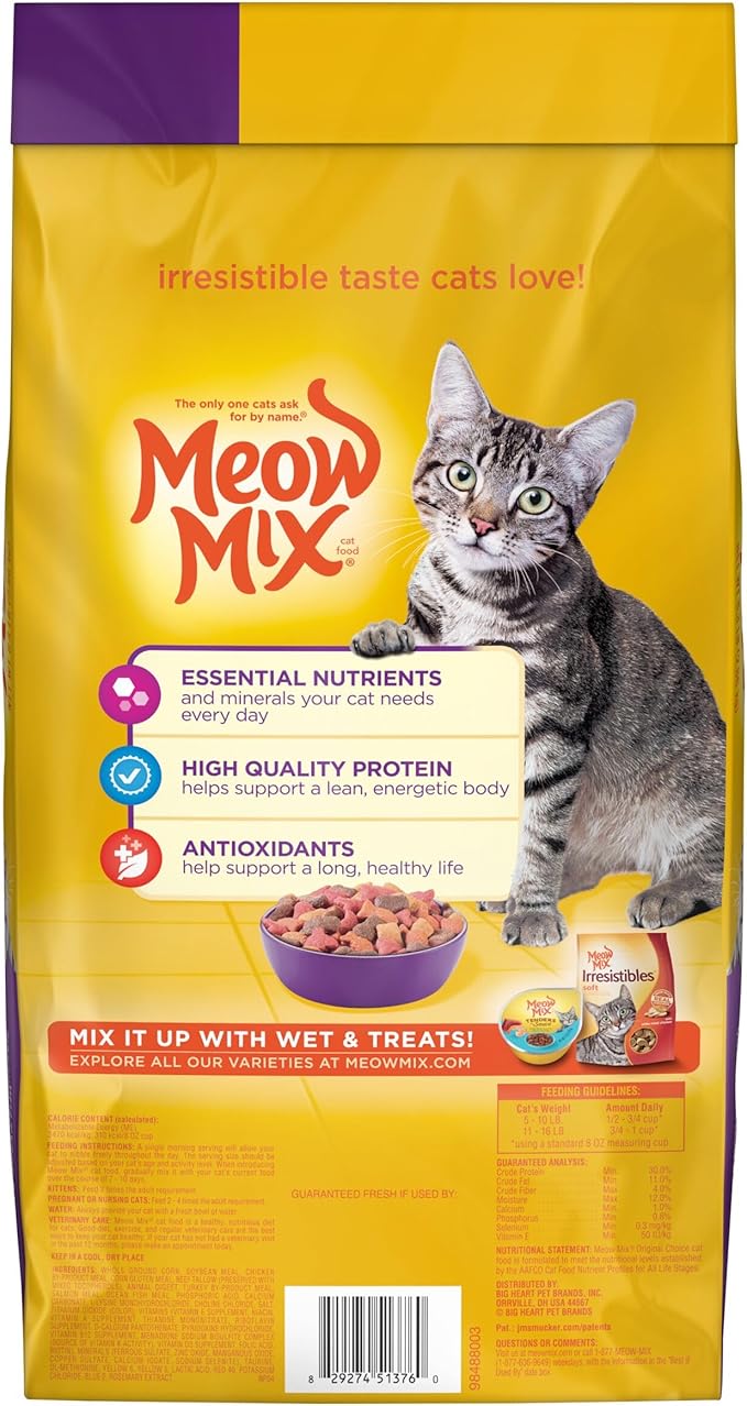 Meow Mix Original Choice Dry Cat Food, 6.3 Pound Bag (Pack of 2)